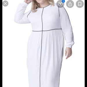 UNIVERSAL STANDARD Agra Outline White Midi Dress